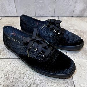 Keds Champion All Black Velvet Sneakers 8